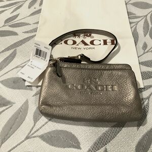 Coach Metallic Double Zipper Clutch